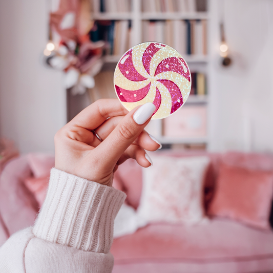 Christmas Peppermint Swirl Candy Holographic Sticker