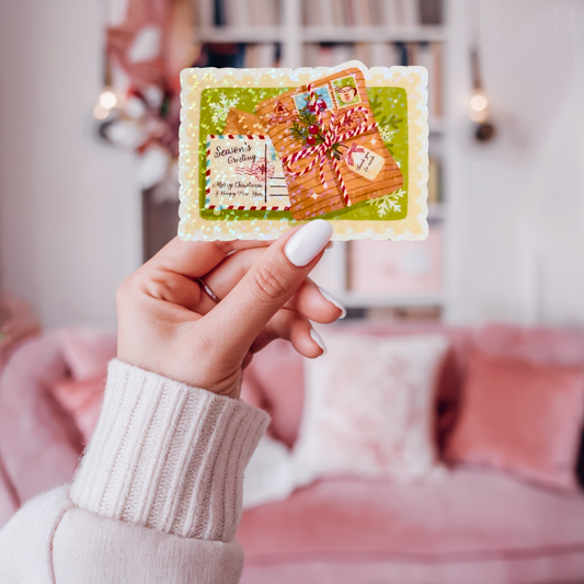 Christmas Parcel Stamp Holographic Sticker