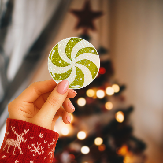 Christmas Peppermint Swirl Candy Holographic Sticker