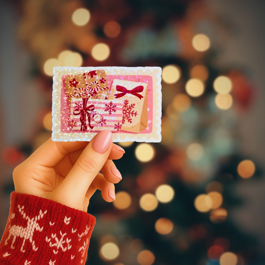 Christmas Presents Stamp Holographic Sticker