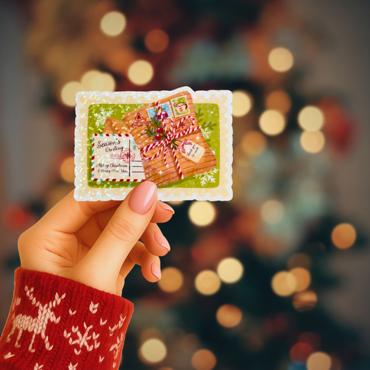 Christmas Parcel Stamp Holographic Sticker