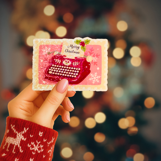 Vintage Typewriter Stamp Holographic Sticker