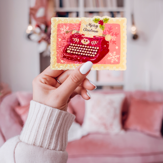 Vintage Typewriter Stamp Holographic Sticker