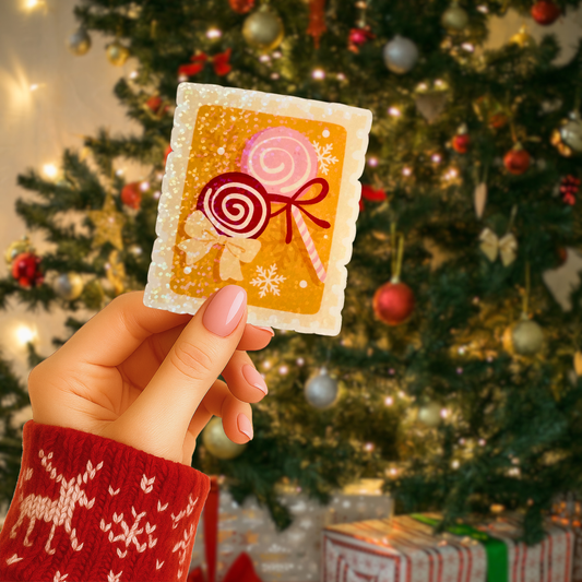 Sweet Christmas Lollipops Postage Stamp Sticker