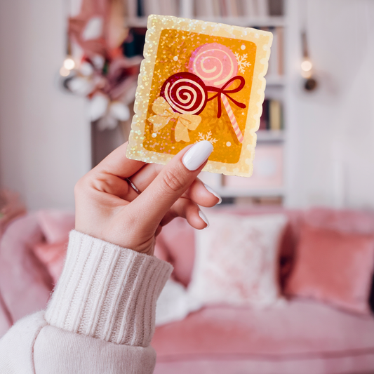 Sweet Christmas Lollipops Postage Stamp Sticker