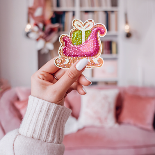 Christmas Sleigh Cookie Holographic Sticker