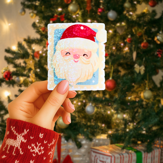 Jolly Santa Stamp Holographic Sticker
