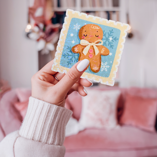 Gingee the Gingerbread Stamp Holographic Sticker