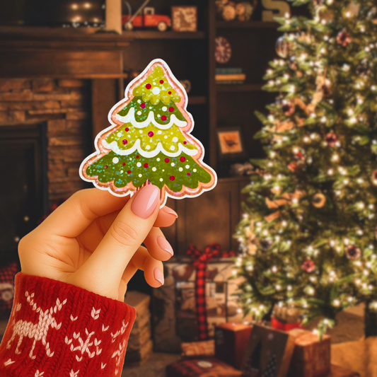 Christmas Tree Cookie Holographic Sticker
