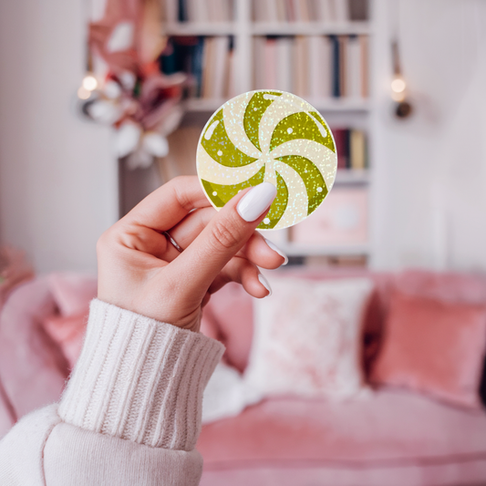 Christmas Peppermint Swirl Candy Holographic Sticker