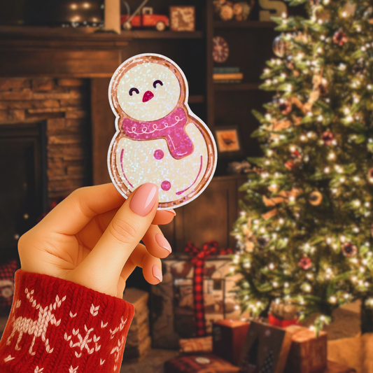 Christmas Snowman Holographic Sticker