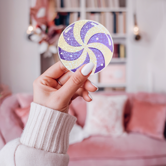 Christmas Peppermint Swirl Candy Holographic Sticker