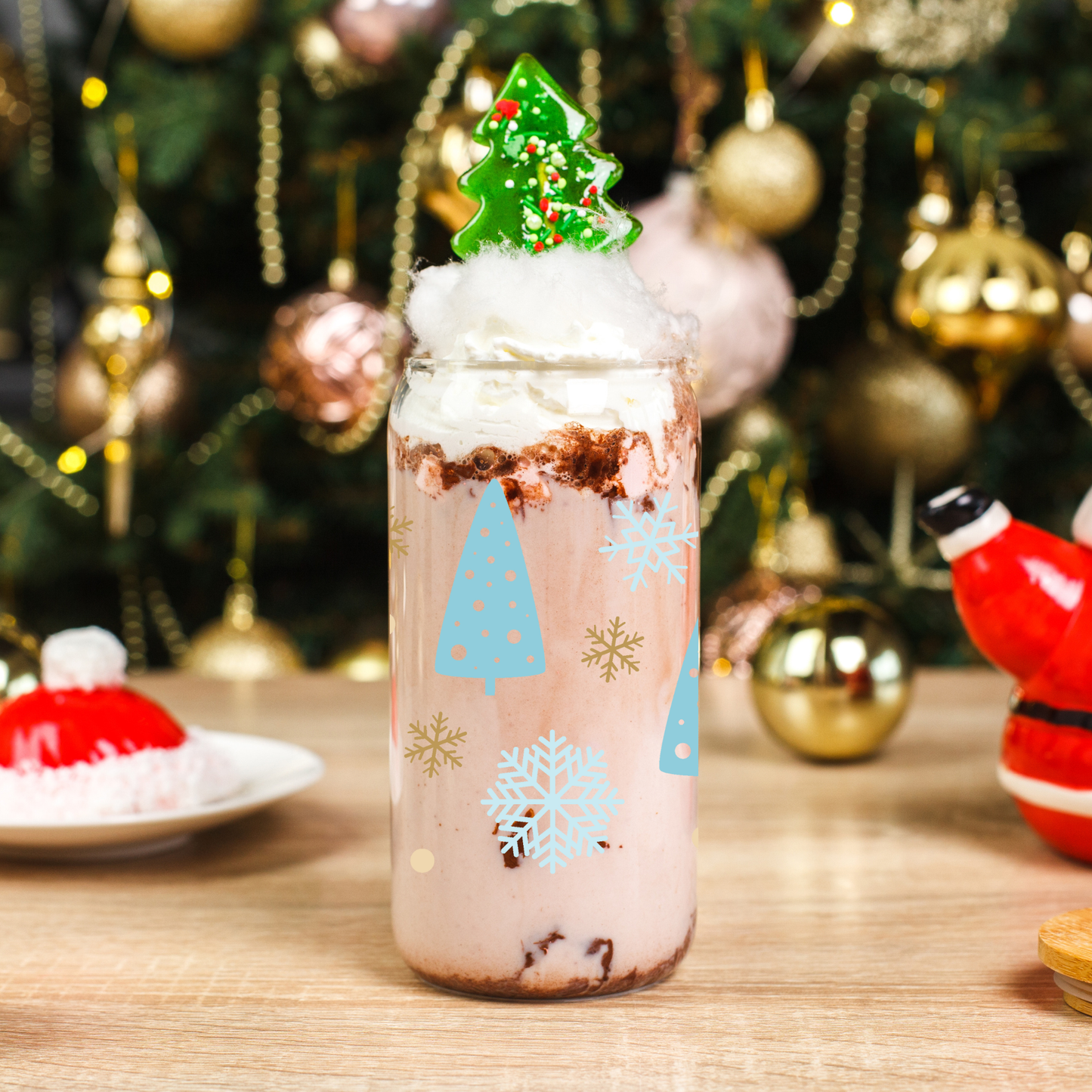 Frosty Winter Trees Glass Cup 16oz