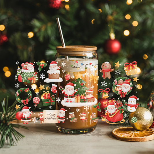 Santa’s Christmas Wonderland 16oz Glass Cup