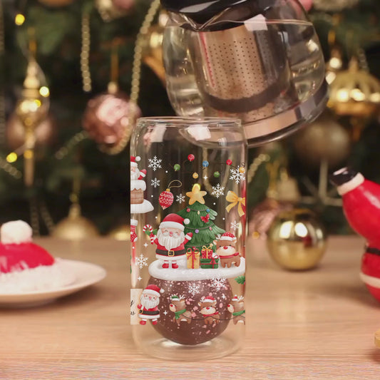 Santa’s Christmas Wonderland 16oz Glass Cup